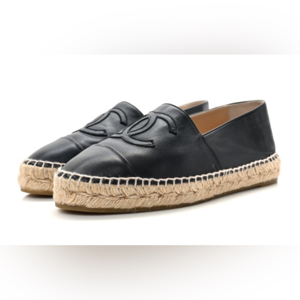 🎈🎈🎈 SOLD🎈🎈🎈CHANEL Black Lambskin CC Espadrilles- FULL SET LK NEW - sale - Picture 6 of 13